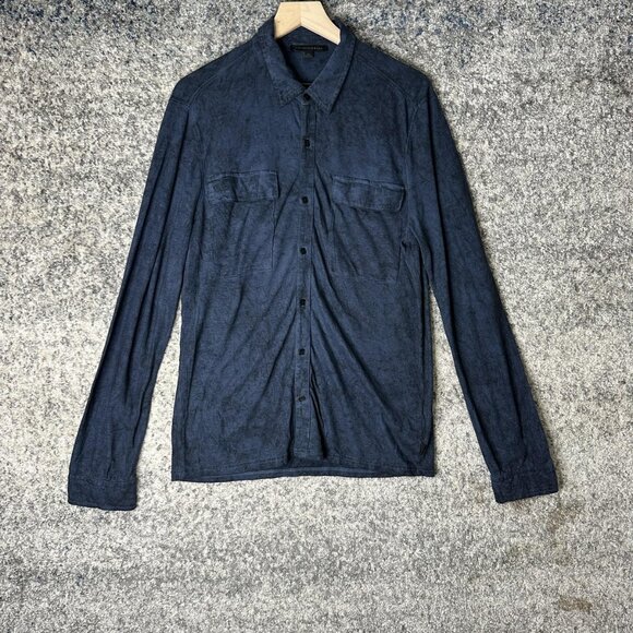 John Varvatos Other - John Varvatos USA Shirt Mens Medium Blue Button Front Long Sleeve Cotton Viscose